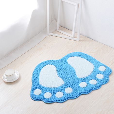 Tapis de toilette antidérapant Tapis doux et absorbant moderne Porte d'entrée Chambre à coucher - Bleu ciel