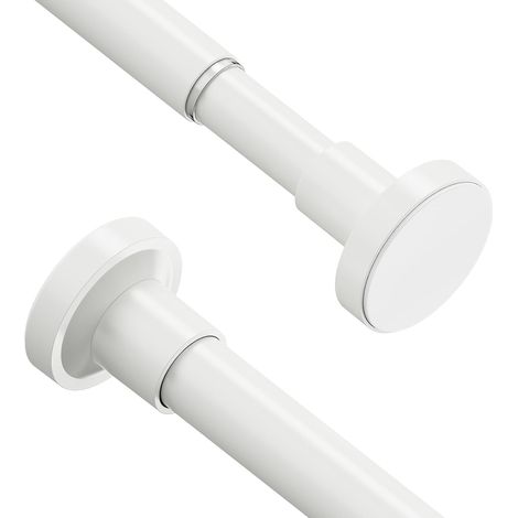 Lot de 2 tringles à rideau extensibles à pression, télescopiques, sans perçage, à ressort réglable - Pour fenêtre, douche, salle de bain, chambre- Blanc, 46-119 cm (1/5)