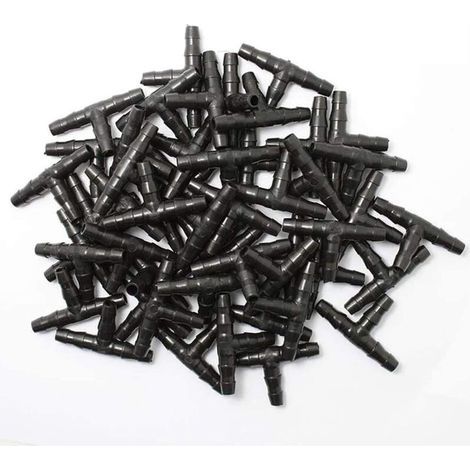 100 pièces Connecteurs Tee Joint d'irrigation Goutte, Tee Joint pour Irrigation Goutte a Goutte, raccord Universel en T de 1/4\ (1/5)