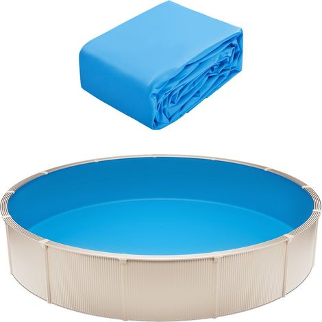 Revêtement de piscine rond 3,50 m, style à emboîtement, vinyle résistant, épaisseur standard, hauteur de paroi 120 cm, remplacement pour piscine hors sol à parois acier, couleur unie (1/5)