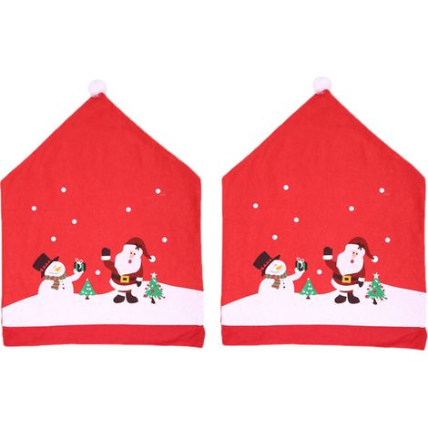 Housse de chaise de Noël en tissu non tissé, housse de dossier de chaise à thème de Noël, adaptée aux célébrations de fête de Noël, deux ensembles (1/5)