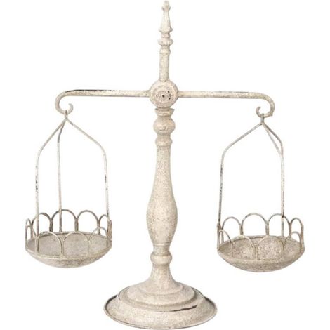 50cm Decorative Metal Scales - L44 x W18 x H50 cm - Cream