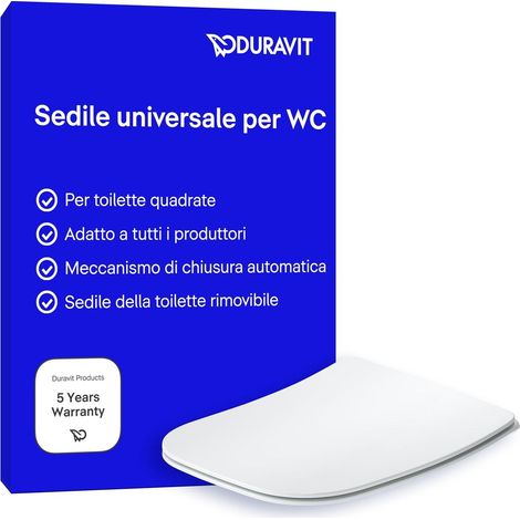 Duravit Sedile Univavo, sedile wc universale ovale, Sedile della toilette con doppio meccanismo a chiusura rallentata, tavoletta wc Sgancio rapido per una facile installazione, prodotto in UE, Bianco (1/4)