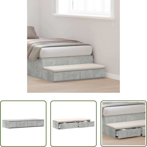 vidaXL Tiroirs minimalistes -  Tiroirs de lit Gris béton 80 x 36,5 x 16,5 cm Bois d'ingénierie (1/5)