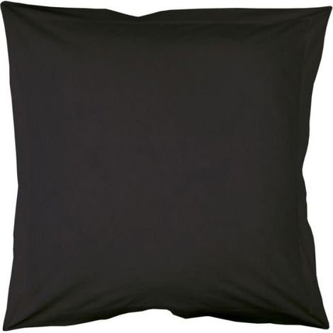 Taie D'Oreiller - 63x63 Cm - Coton 100% 57 Fils Cm² - Finition Bourdon - Charbon - 1 Pièce