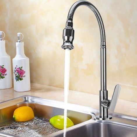 Robinet de cuisine rotatif à 360 degrés pour évier de salle de bain, robinet simple à eau froide, robinet flexible pour buanderie, jardin extérieur (1/5)
