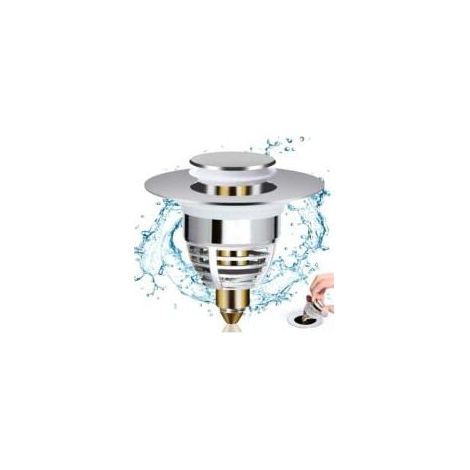 Bonde Lavabo Universel, Bouchon de Lavabo Pop-Up avec 2 Joints pour Baignoire, Cuisine, lavabo (Orifice de vidange 32-42mm), bouchon évier (1/4)