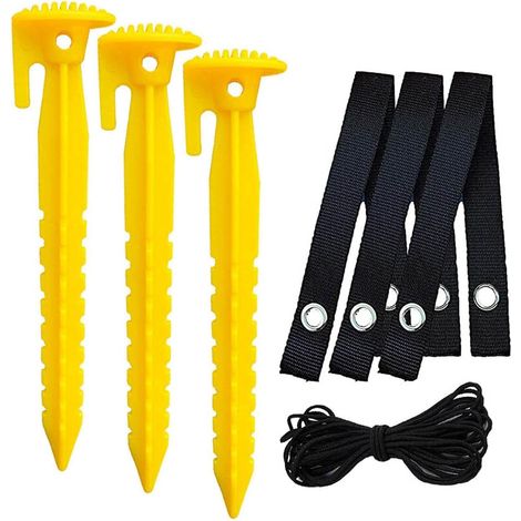 Lot de 3 Piquets de Sol pour Filets De Jardin En Plastique Soutien Ancres de Prise D'arbre Arbre,Jardin Arbre Jalonnement Kit Piquets D'ancrage Paysager, Adapté À La Fixation Jeunes Arbres-Jaune (1/5)
