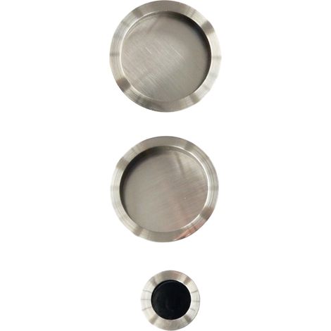Tirador Uñero Redondo Zamak Níquel Satinado Puerta Corredera ø55mm (1/4)