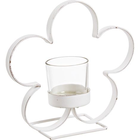 Porta candele Amelie in forma di Fiore o in forma di Uccello realizzato in Acciaio e Vetro -fiore