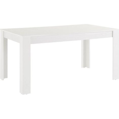 Lynn Table à manger en mélaminé blanc 8 personnes L160 (1/4)