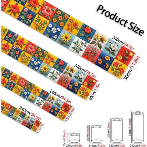 1 Rouleau Frise Murale Adhésive 20cm x 240cm Papier Peint Autocollant PVC Imperméable Décoration Intérieure Salon Chambre (1/5)