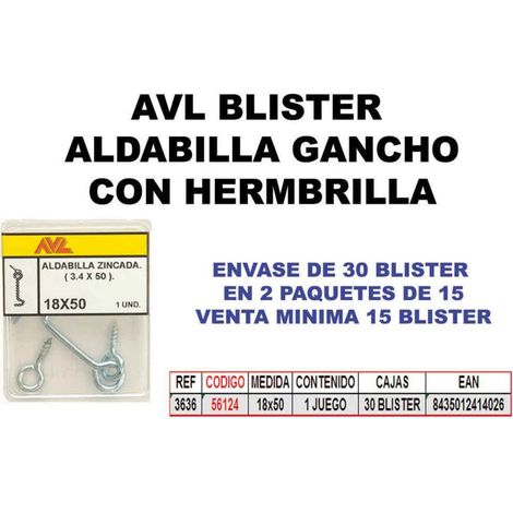 avl blister aldabilla gancho+hembrilla zincada 3636 (caja 15 unidades)