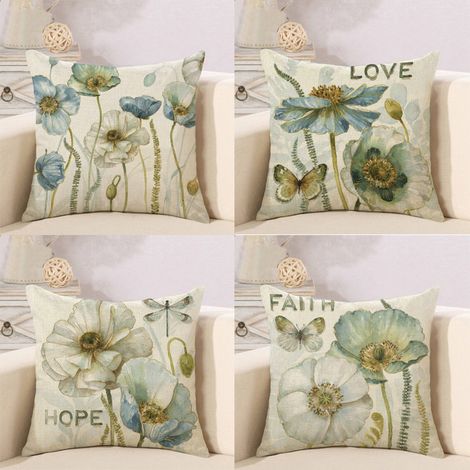 Filiyano-Ensemble de 4 housses de coussin décoratives à motifs floraux, 45 x 45 cm, couleur C (1/5)