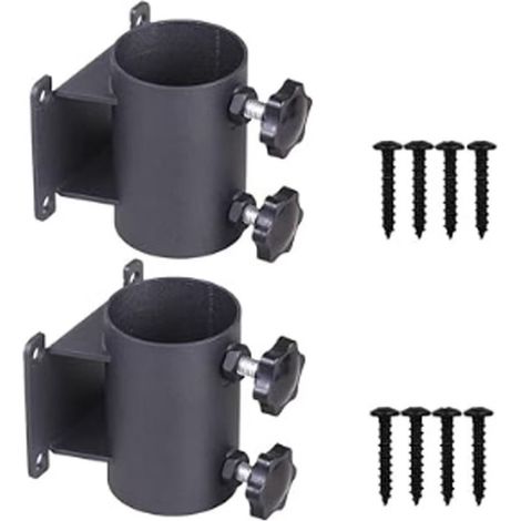 2 x Support Parasol Balcon pour Mât de 33 mm à 50 mm de Diamètre, Porte Parasol Fixation Balustrade avec 8 Vis pour Terrasse, Jardin, Bar (1/5)
