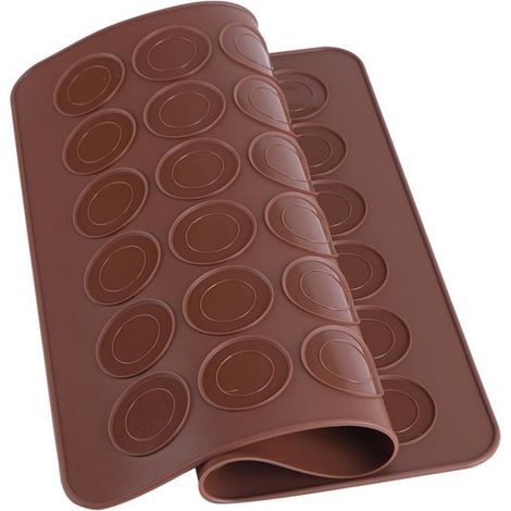 Tapis de cuisson pour macarons - Tapis de cuisson en silicone pour la confection de macarons - 30 pièces par tapis - Marron 30 cm x 35 cm (1/3)
