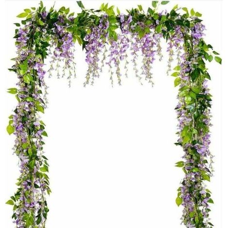 Guirlande de fleurs artificielles de glycine, 5 pièces au total 33 pieds fausse fleur de soie de vigne de glycine (violet clair-5 pièce (1/4)