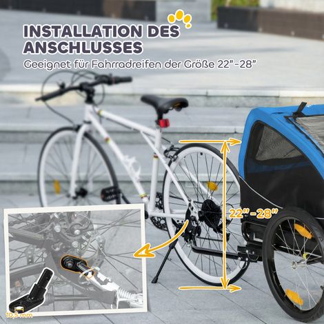 Remorque pliable pour chien avec bandes réfléchissantes, fenêtre à mailles, roues, porte, drapeau de sécurité pour chiens jusqu'à 20 kg, 138 x 70 x 89 cm, bleu (1/4)