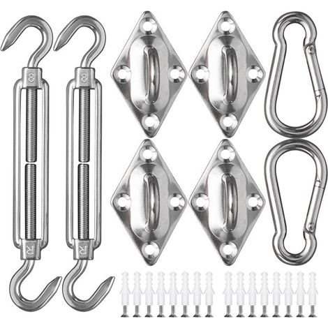M8 Kit de Fixation pour Voile D'ombrage 42 Pièces de Matériel en Acier Inoxydable pour Installation de Voile d'ombrage Rectangulaire et Triangulaire (1/4)