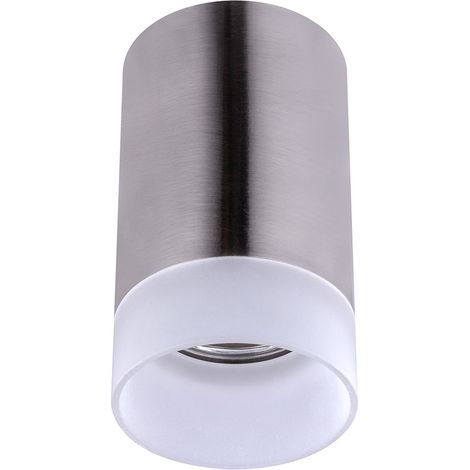 Deckenleuchte Aufbaulampe Aluminium Wohnzimmer Deckenlampe Esszimmer Leuchte Glas satiniert, 1x GU10, DxH 6,5 x 11 cm