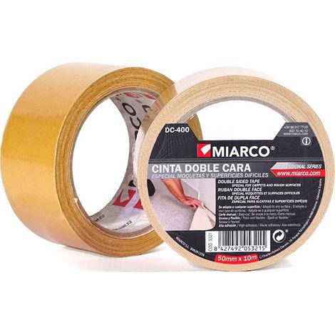 MIARCO cinta adhesiva moqueta 50 mm x 10 m industrial , Cinta adhesiva de doble cara Miarco Especial para superficies irregulares como moquetas Buenos valores de adhesión (1/2)