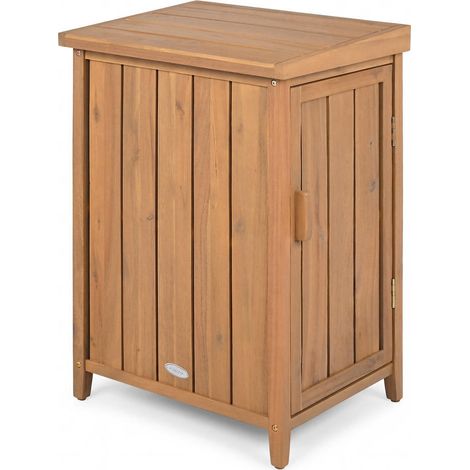 Boîte de livraison colis en bois avec étagère amovible, rangement extérieur pour jardin, couvercle ventilé (1/2)