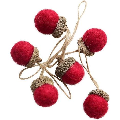 Décorations de Noël en feutrine en forme de glands, guirlande de glands vintage en feutrine, pendentif pour sapin de Noël à faire soi-même avec corde (rouge) (1/5)