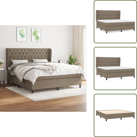 Boxspringbett mit Matratze Taupe 160x200 cm Stoff - Boxspringbett - Doppelbett - Bettenrahmen - Lattenrost - Matratze (1/5)