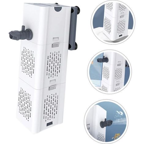 Filtre d'aquarium silencieux 4 en 1 - Filtre interne d'aquarium - 500-1000 l/h - Pompe Aquarium - Aération d'oxygène - Changement d'eau pour Betta, tortue, poisson d'étang, jardin