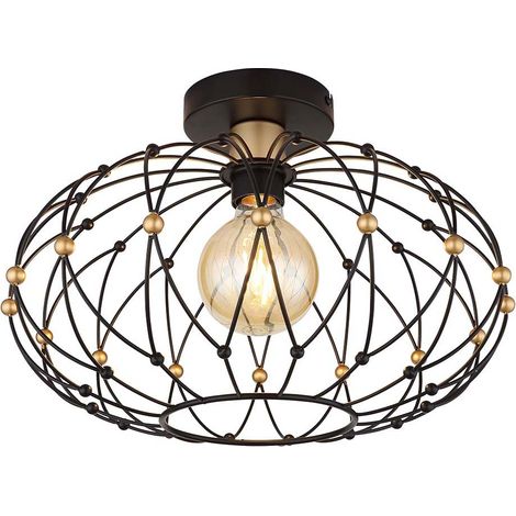 Plafonnier, lampe de salon, noir et doré, diamètre 40 cm (1/5)
