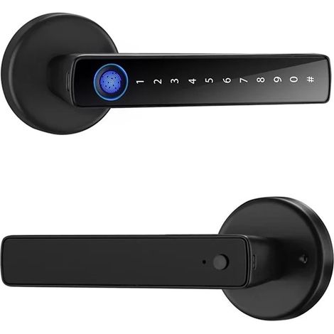 Serrure de Porte Intelligente biométrique à Empreintes digitales, Serrure numérique électronique, Mot de Passe, poignée de Porte de sécurité sans clé for la Maison (1/5)