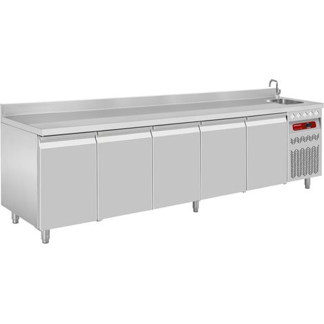 Table réfrigérée ventilé 5prtes GN 1/1- évier - Diamond (1/5)