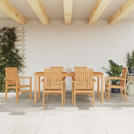 7-tlg. Garten-Essgruppe Massivholz Teak