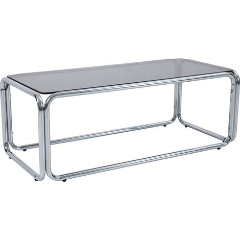 Table basse rectangulaire L110 cm en métal et verre trempé noir