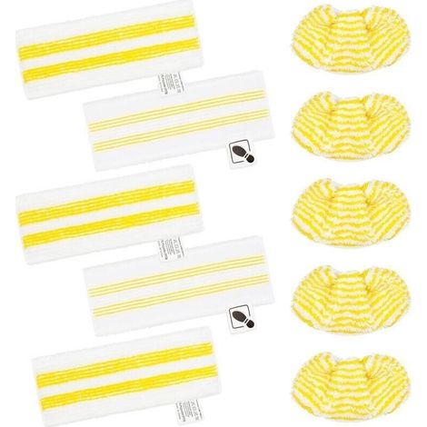 Lot de 10 Chiffons Microfibre pour Nettoyeurs Vapeur Karcher Easyfix SC1 à SC5 – 5 Buses Sol + 5 Buses Manuelles (1/4)