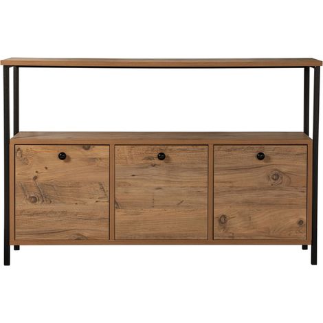 Konsolentisch mit Stauraum aus Holz und schwarzem Metall 120x77cm SOLIS