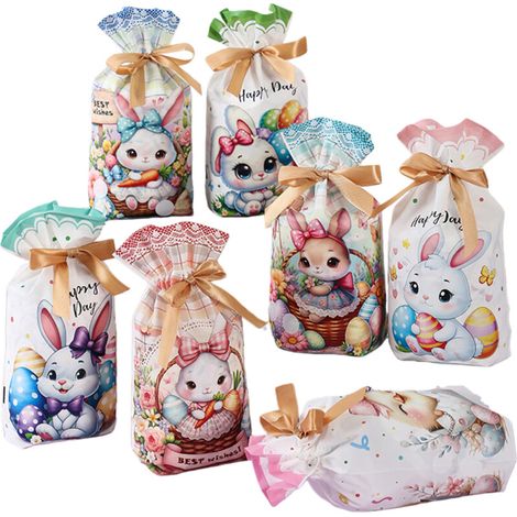 Mini sacchetti regalo pasquali con coulisse, sacchetti di plastica - B 4