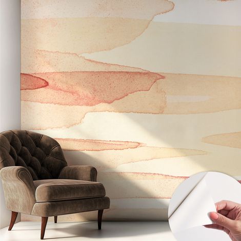 Selbstklebend Tapete modern - Wanddeko für Küche - Klebefolie Wand - luxus Look Pastellfarbene Pinselstriche 250x250 cm (1/5)