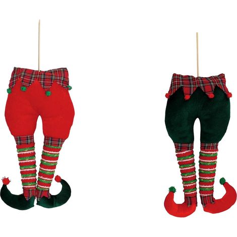 Ad Trend Decorazione Natale Gambe Elfo Ass. 22 x 7 Cm H 53 Cm Rosso 1 Pz (1/3)