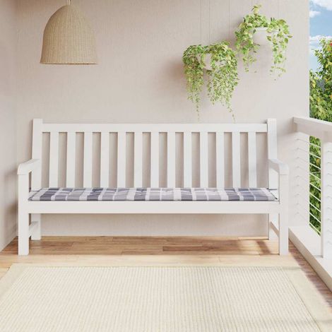 vidaXL Cojín de banco de jardín tela Oxford a cuadros gris 200x50x3 cm (1/5)