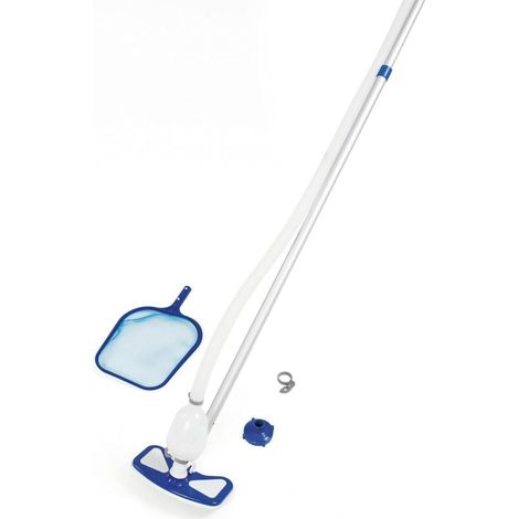 Kit per la pulizia della piscina, aspiratore, retino, tubo flessibile, manico in alluminio 4 x 60 cm (1/4)