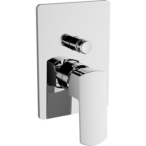 Placa y tirador para bañera/ducha de 2 vías en latón cromado - Teorema Edge - Standard