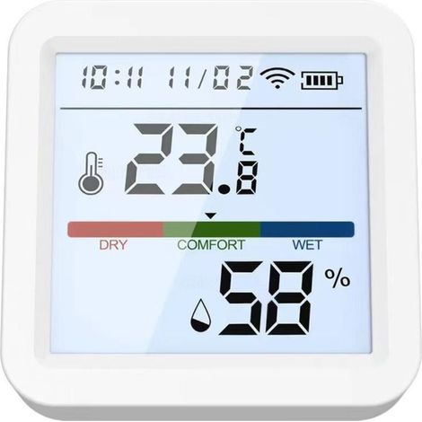 Higrómetro WiFi Tuya Smart Life, sensor de temperatura y humedad para el hogar, termómetro, retroiluminación, compatible con Alexa y Google Assistant. (1/4)