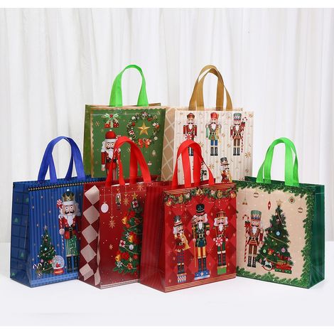 Lot de 10 sacs cadeaux Casse-Noisette de Noël en tissu non tissé, en plastique, pratique, robuste, facile à utiliser et à entretenir (1/4)