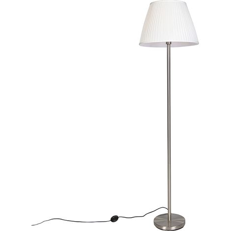 Moderne Stehlampe Stahl mit weißem Faltenschirm 45 cm - Simplo (1/4)