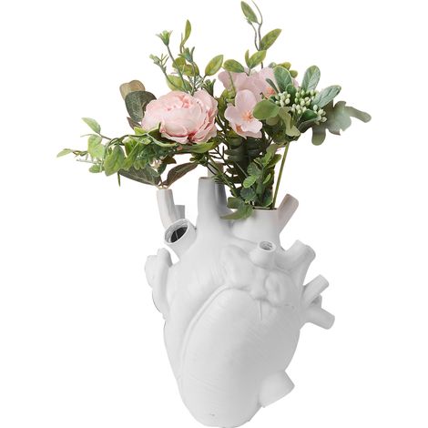 Herzförmige Vase, handgefertigte Tischdekoration aus Kunstharz, schwarz/rot/weiß, 25 cm, Geschenkidee für Zuhause, Hochzeit, Muttertag (1/5)