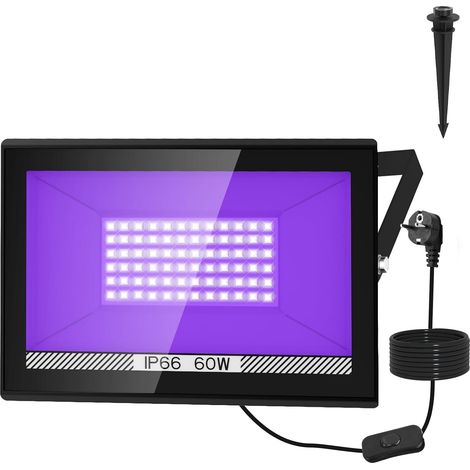 Projecteur Lumière Noire LED 60W 395nm UV, Étanche IP66, Parfait pour Halloween, Soirées Fluo, Bars et Discothèques (1/5)