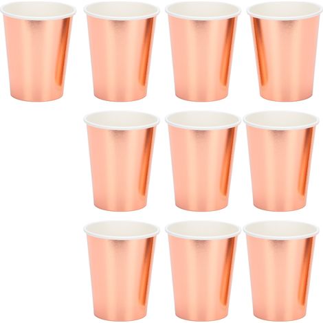 20 Gobelets en Papier Écologiques pour Café, Thé, Boissons Froides - Couleur Doré Rose, Idéal pour Fêtes et Réceptions (1/5)