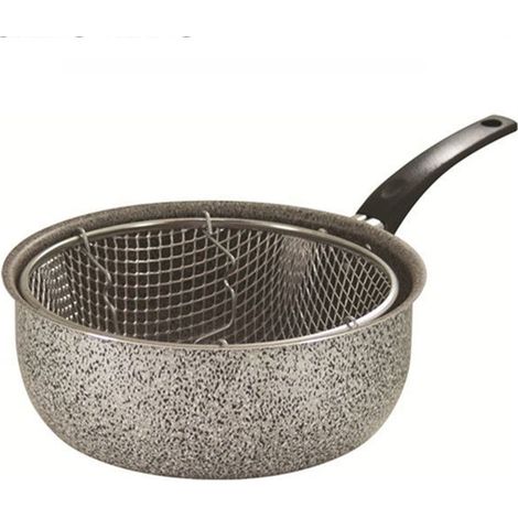 TrAdE Shop Traesio - Pentola Friggitrice In Alluminio Rivestimento Antiaderente Da 24 Cm Con Manico 036640m - (1/2)