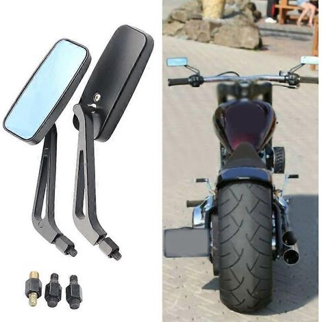 Rétroviseurs convexes noirs - Harley - Cadre 10mm (1/5)